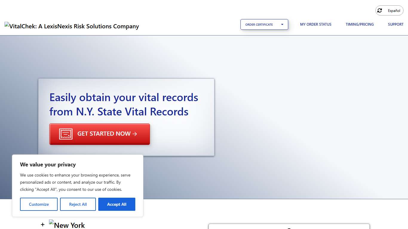 N.Y. State Vital Records (NY) Order Certificates - VitalChek