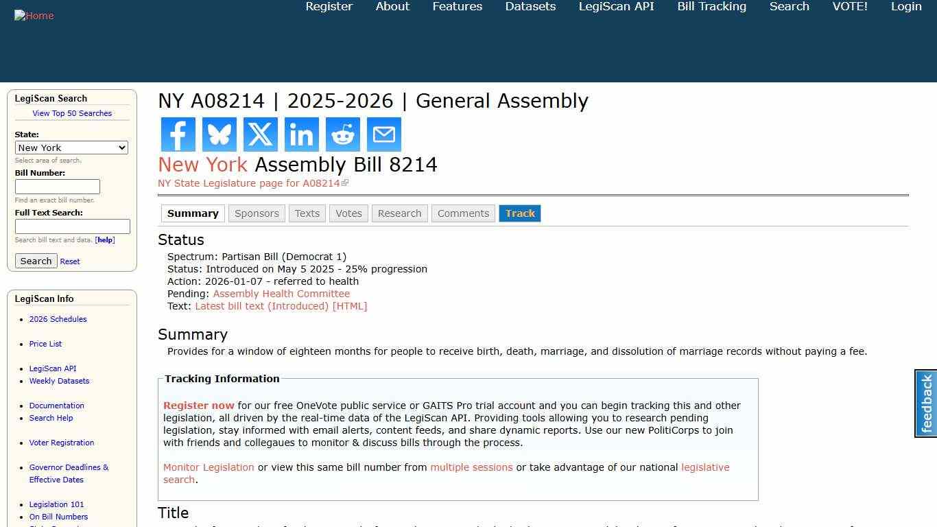 NY A08214 2025-2026 General Assembly LegiScan